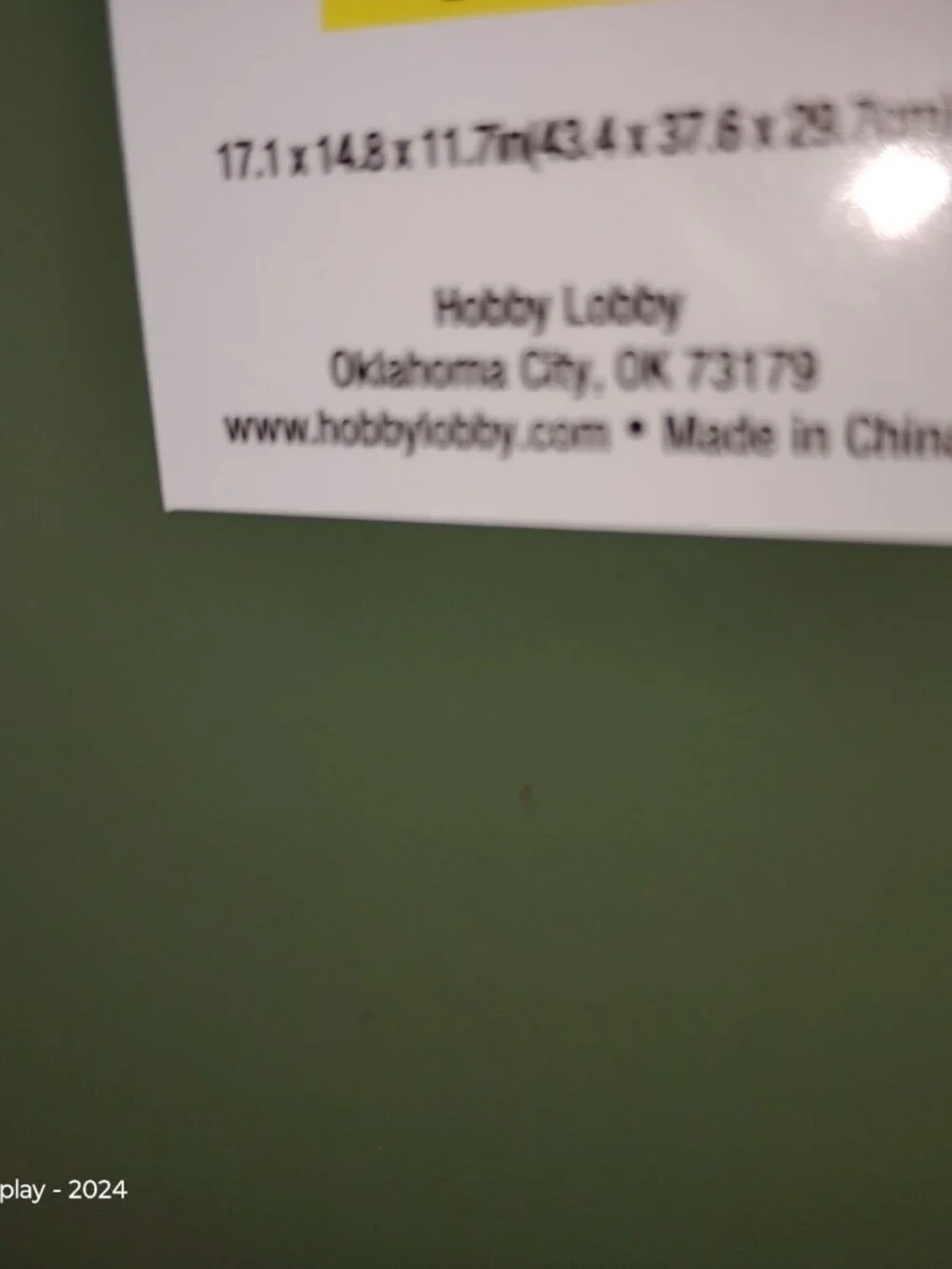 Hobby Lobby Green Plastic Storage Bin